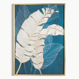 obraz-50x70-turkusowy-zloty-egzotyczne-liscie