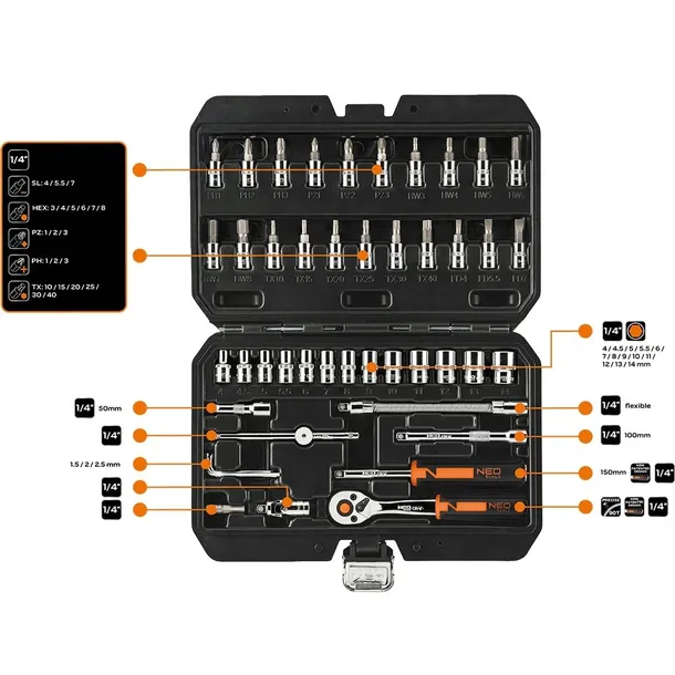 klucze-nasadowe-neo-tools-10-004-46-elementow-rodzaj-klucza-nasadowy-waga-z-opakowaniem-1-7-kg