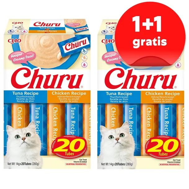 Inaba Cat Churu 40x14g (2x280g) Kremowy Przysmak Dla Kota Tuńczyk i Kurczak