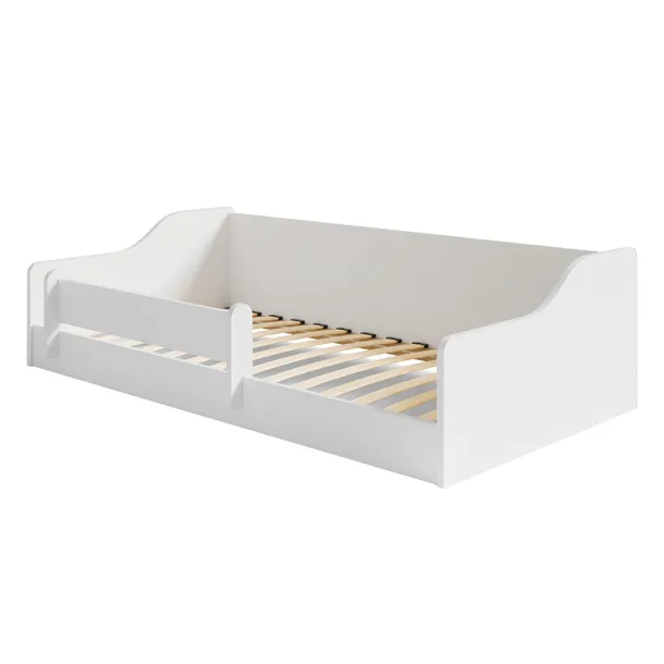 Łóżko Dziecięce 160x80 Sofa z Barierką Montessori Podłogowe Białe ERYK LOW