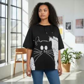 koszulka-bluzka-t-shirt-damski-luzna-krotki-rekaw-nadruk-koty-l-xl
