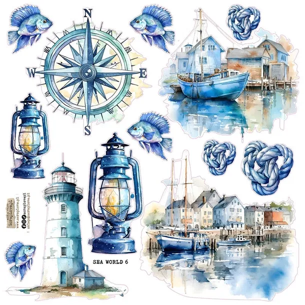 NAKLEJKI PAPIEROWE 24x24 - ScrapLove Sea World 6
