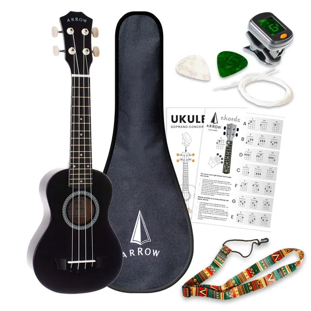 Arrow PB10 BK Soprano Black - ukulele sopranowe zestaw z akcesoriami