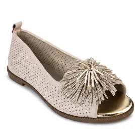 bezowe-baleriny-damskie-azurowe-peep-toe-z-ozdobna-zlota-wkladka-39