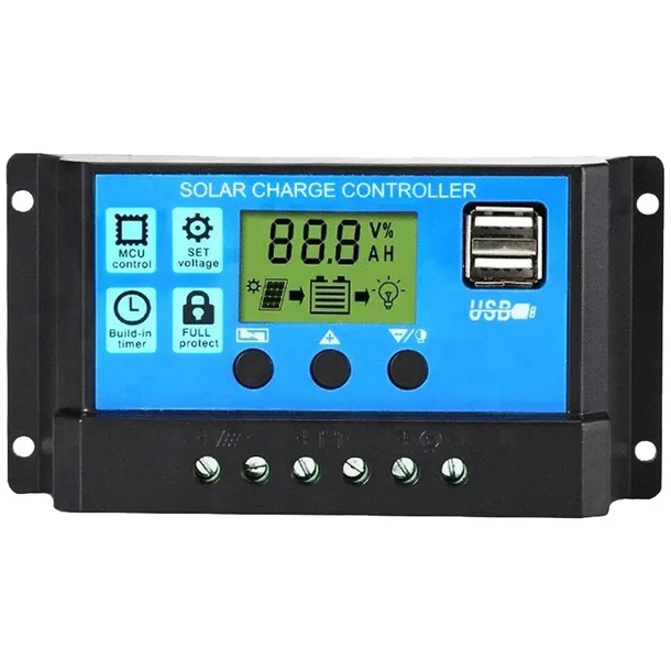 REGULATOR ŁADOWANIA PANEL PWM 60A LCD 12V/24V 2 x USB