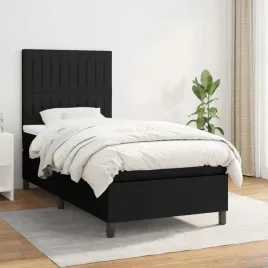 vidaxl-lozko-kontynentalne-z-materacem-czarne-tkanina-90x190-cm