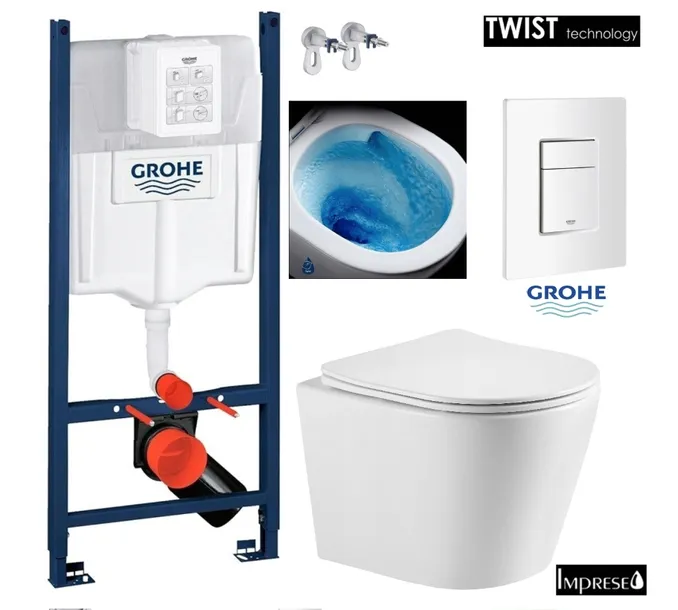  Zestaw WC GROHE Rapid z miską WC Imprese ELANTA i przyciskiem biały