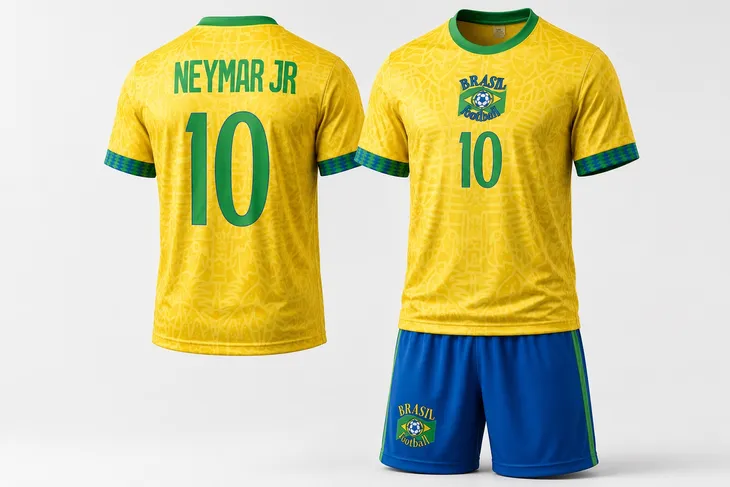 STRÓJ PIŁKARSKI - KOSZULKA SPODENKI - NEYMAR JR. BRAZYLIA rozm. 134 cm
