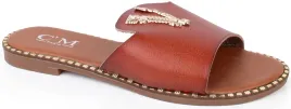 8860-camel-skorzane-eleganckie-klapki-damskie-ozdoba-40