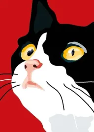 plakat-kot-akwarela-retro-vintage-90x60-cm