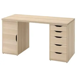 ikea-lagkapten-alex-biurko-140x60-cm-biala-bejca-imit-debu-bialy