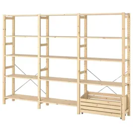 ikea-ivar-regal-z-pojemnikiem-sosna-259x30x179-cm