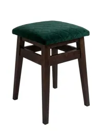 taboret-drewniany-kuchenny-rustykalny-zielone-siedzisko-pikowane-miekkie