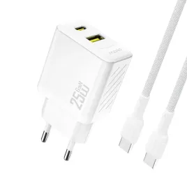 ladowarka-sieciowa-usb-a-usb-c-z-kablem-usb-c-gan-pd-qc-25w-biala