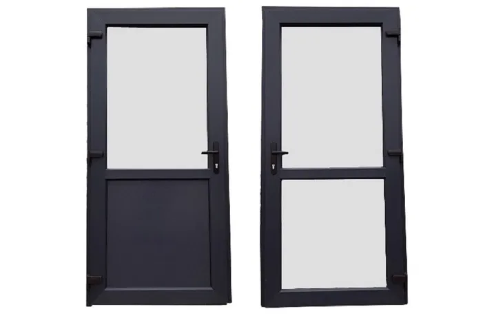 Drzwi PCV 90-200 Antracyt zewnętrzne jak aluminiowe Ciepłe biuro Taras skle