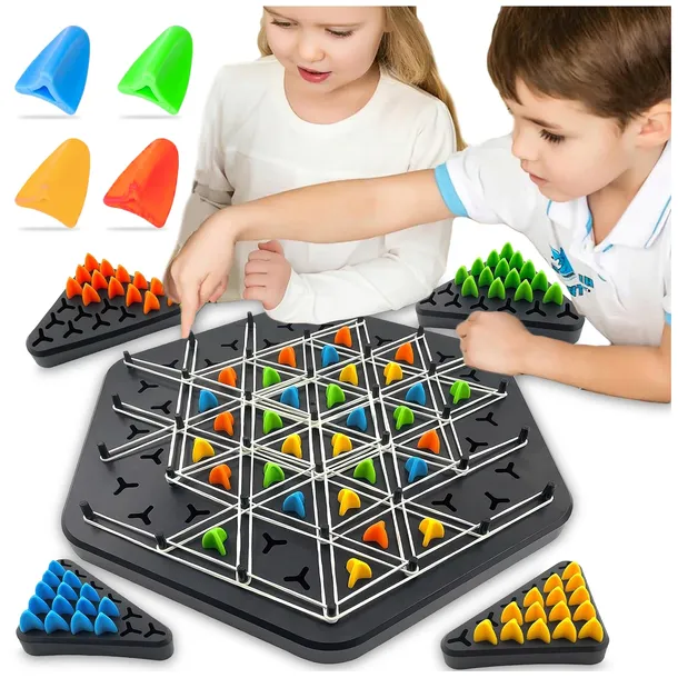 TRIGGLE GRA W TRÓJKĄTY GRA LOGICZNA STRATEGICZNA GUMKI RECEPTURKI 3D PIONKI