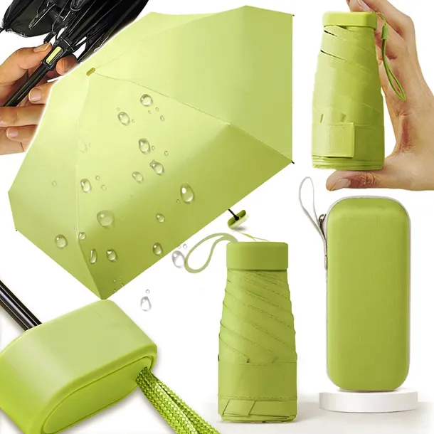 PARASOL MANUALNY ZIELONY KIESZONKOWY MINI SKŁADANY KOMPAKTOWY MAŁY+ETUI