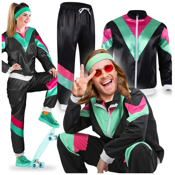 STRÓJ LATA 80 I 90 PRZEBRANIE RETRO KOSTIUM CZARNY DRES DISCO ROZMIAR L