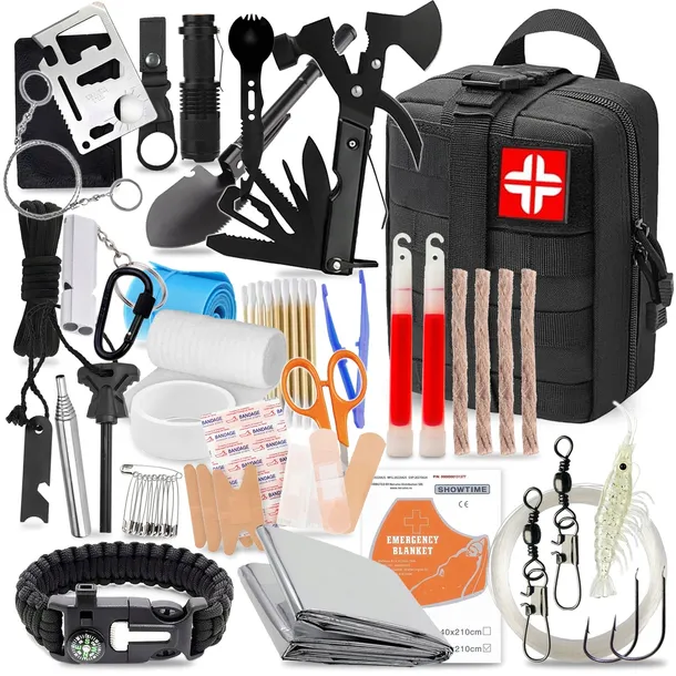 ZESTAW SURVIVALOWY WOJSKOWY MULTITOOL NIEZBĘDNIK PRZETRWANIA 216w1 APTECZKA
