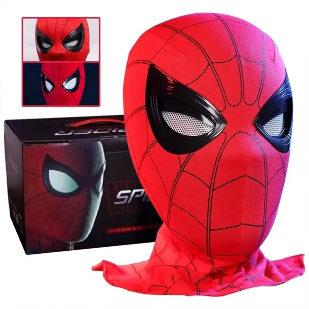 Maska na twarz Spiderman z ruchomymi oczami czerwona tkanina uniseks Brader