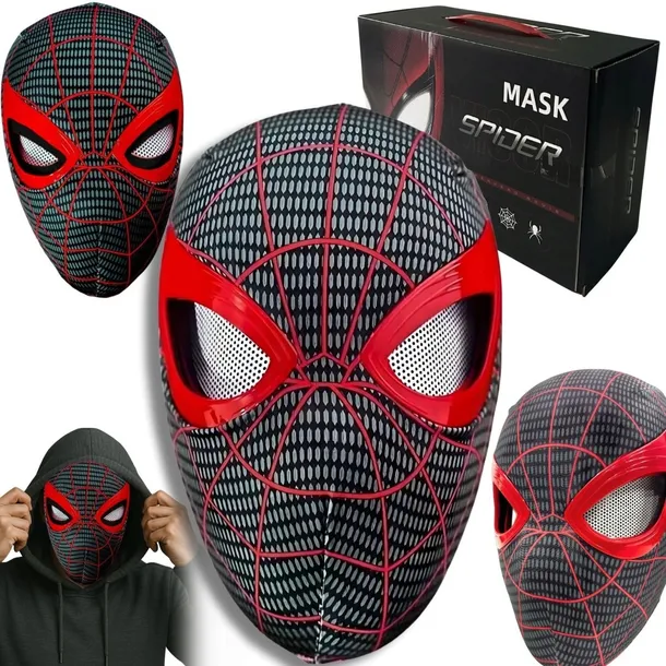Maska na twarz Maska Ruchome Oczy Spiderman tkanina pająk czarny Braders