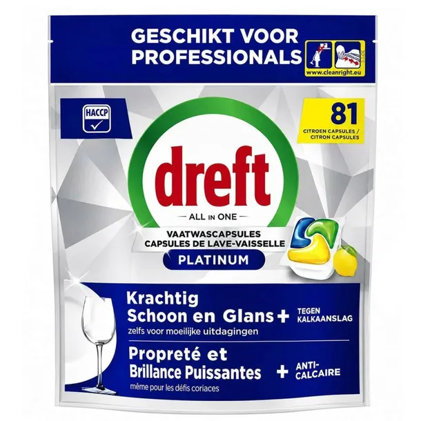 Dreft Platinum All in One Lemon tabletki do zmywarki cytrynowe 81 szt