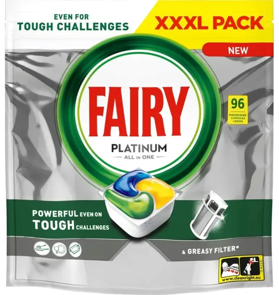 FAIRY tabletki do zmywarki Platinum All in One Lemon 96 kapsułek cytrynowe