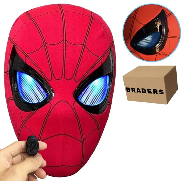 Maska SpiderMan Ruchome Świecące Oczy LED Sterowanie Pierścieniem Braders