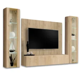 nowoczesna-mebloscianka-fly-a-p2-hickory-panel-scienny-dwie-witryny-led