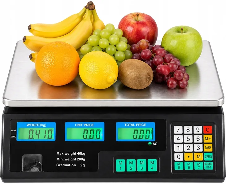 BEZPRZEWODOWA WAGA elektryczna, wyświetlacz LCD, sklepowa, 40kg, 2g