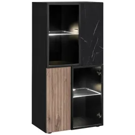 nowoczesna-niska-witryna-cannes-60-cm-ryflowana-czarny-mat-dab-vicking