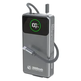 powerbank-dudao-pro-45w-20000mah-z-wbudowanym-zwijanym-kablem-usb-c-szary
