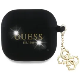 guess-gua4lecg4k-airpods-4-cover-czarny-black-silicone-4g-charm