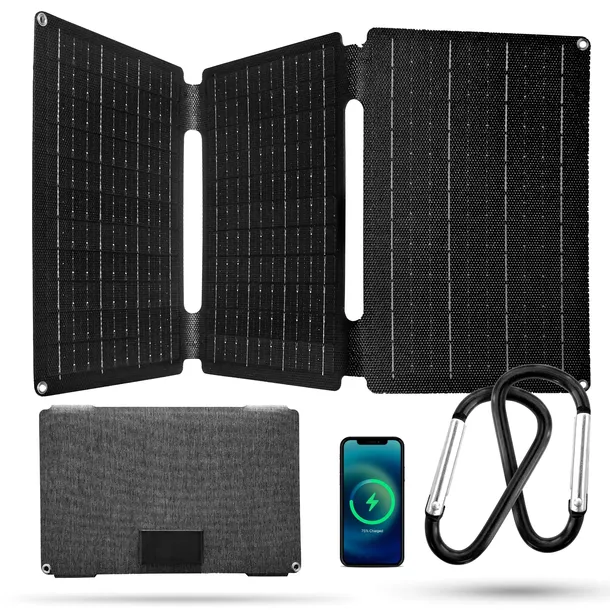 Składany Panel Solarny 40W 3A Szybka Ładowarka Słoneczna Quick Charge USB-C