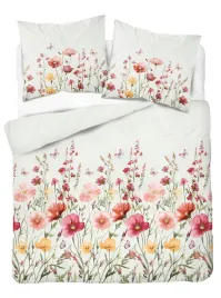 posciel-bawelniana-220x200-biala-w-czerwone-rozowe-i-zolte-kwiaty-polne