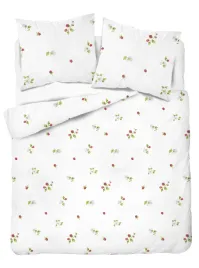 posciel-bawelniana-220x200-biala-w-drobne-biale-kwiatki-i-maliny