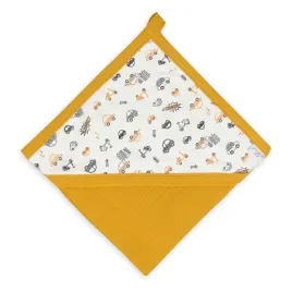 okrycie-kapielowe-85x85-muslin-musztardowe-recznik-z-kapturkiem