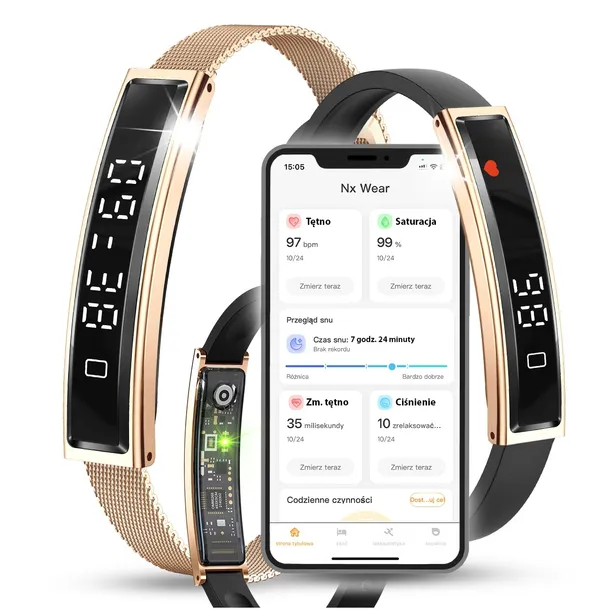Smartband BT5.3 Opaska Sportowa Pulsometr Smart Bracelet Wodoodporna Kroki