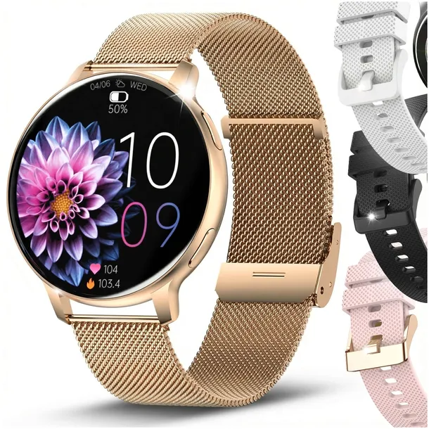 SMARTWATCH DAMSKI ZEGAREK MENU PL POWIADOMIENIA ROZMOWY SMART WATCH 4 PASKI