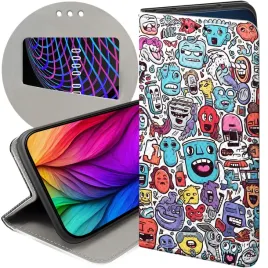 etui-z-klapka-do-oppo-reno12-5g-wzory-doodle-zwierzeta-potwory-rysunki-case