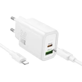 hoco-ladowarka-sieciowa-usb-i-usb-c-kabel-lightning-pd-qc3-0-3a-20w-biala