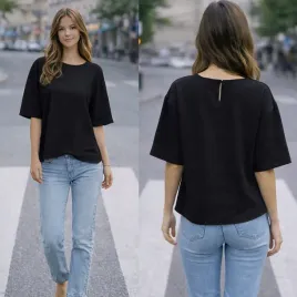 bluzka-damska-z-bawelna-luzna-rekaw-do-lokcia-z-tekstura-czarna-l-xl