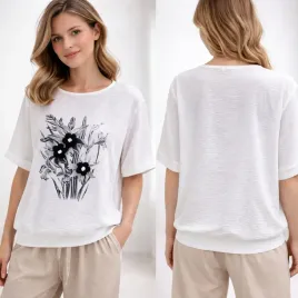 bluzka-damska-luzna-okragly-dekolt-krotki-rekaw-nadruk-kwiaty-biala-l-xl