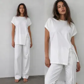 t-shirt-koszulka-damska-bawelniana-ozdobne-regulowane-wiazanie-biala-m