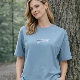 t-shirt-koszulka-bluzka-damska-z-bawelna-ozdobny-haft-luzny-niebieski-m