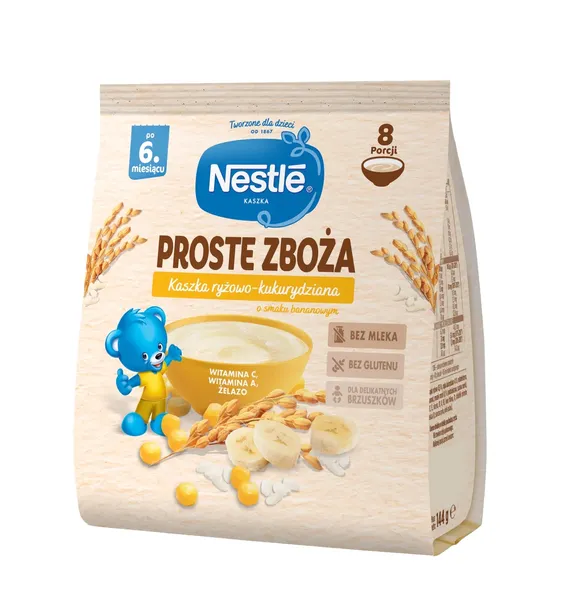 Nestlé proste zboża kaszka ryżowo-kukurydziana o smaku bananowym 144 g