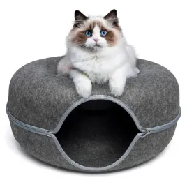 legowisko-tunel-dla-kota-okragle-donut-domek-60-cm-ciemnoszary