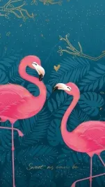 plakat-love-flamingi-vintage-retro-915x61-cm
