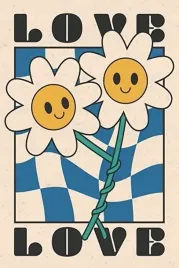 plakat-love-smiley-kwiaty-retro-vintage-915x61-cm