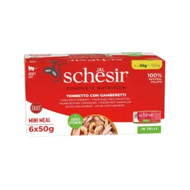 schesir-cb-mokra-karma-dla-kota-tunczyk-krewetki-w-galaretce-zestaw-6x50g